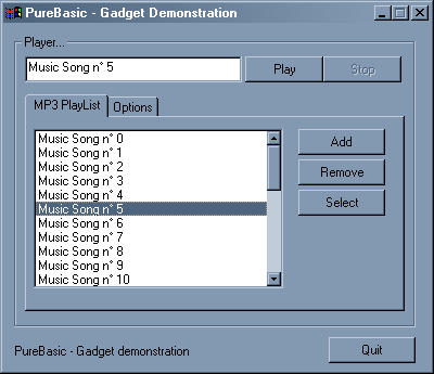 in PureBasic geschriebenen Musik-Player